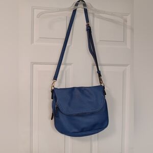 Moda Luxe blue crossbody purse messenger zipper bag